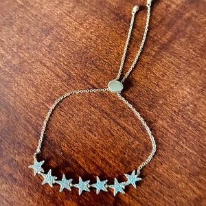 Seven star diamond 14k gold Pave Bolo Bracelet